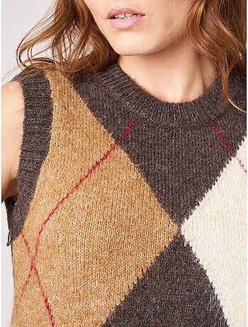 Pull sans manches femme motif losanges 'deeluxe'