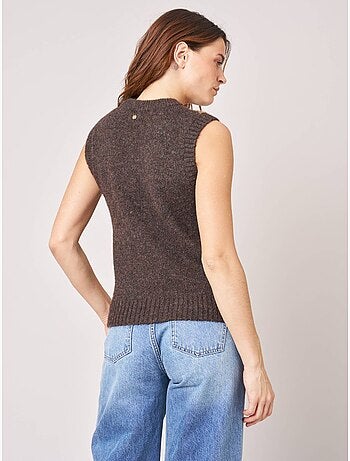 Pull sans manches femme motif losanges 'deeluxe'