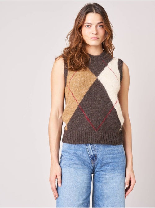 Pull sans manches femme motif losanges 'deeluxe' - Kiabi Pull sans manches femme motif losanges 'deeluxe' - Kiabi