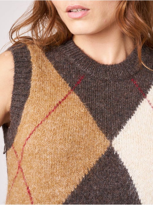 Pull sans manches femme motif losanges 'deeluxe' - Kiabi Pull sans manches femme motif losanges 'deeluxe' - Kiabi