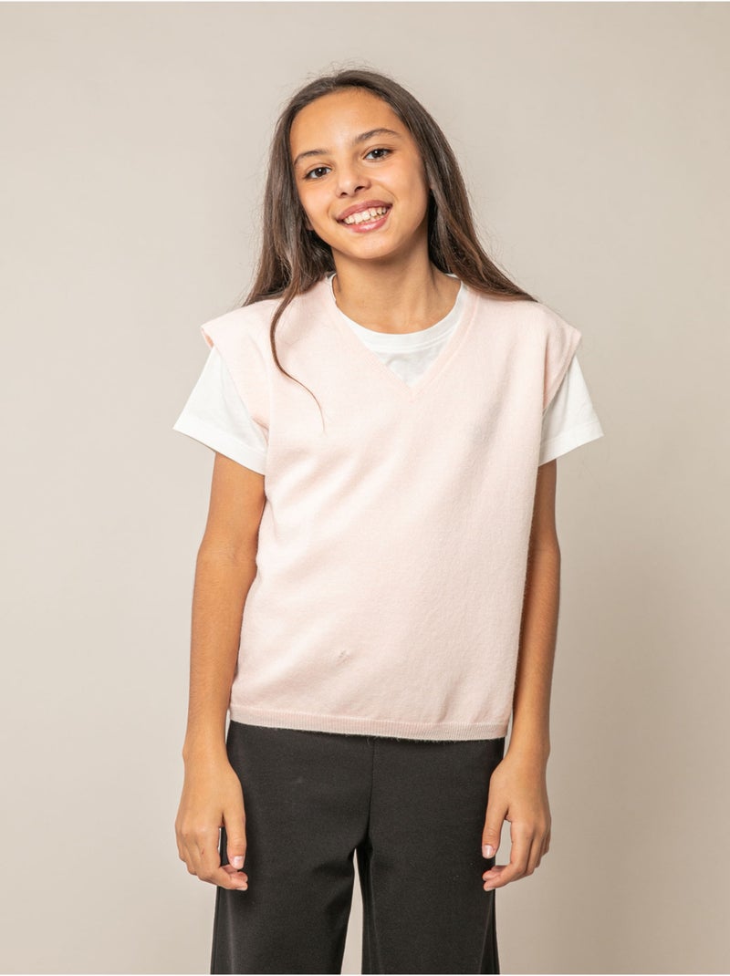 Pull sans manches fille 'Deeluxe' Rose clair - Kiabi