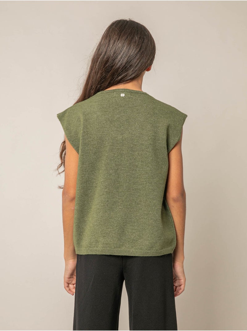 Pull sans manches fille 'Deeluxe' Vert tilleul - Kiabi