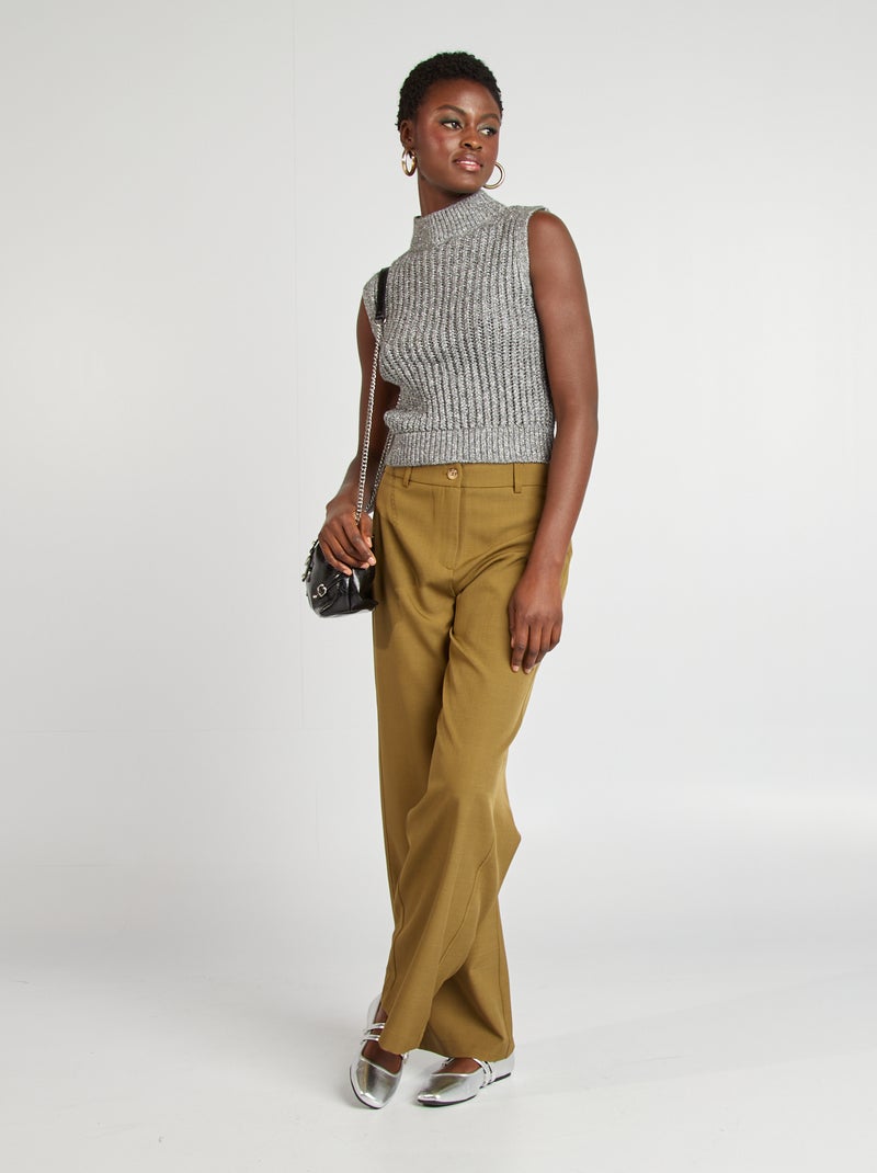Pull sans manches fils brillants GRIS - Kiabi