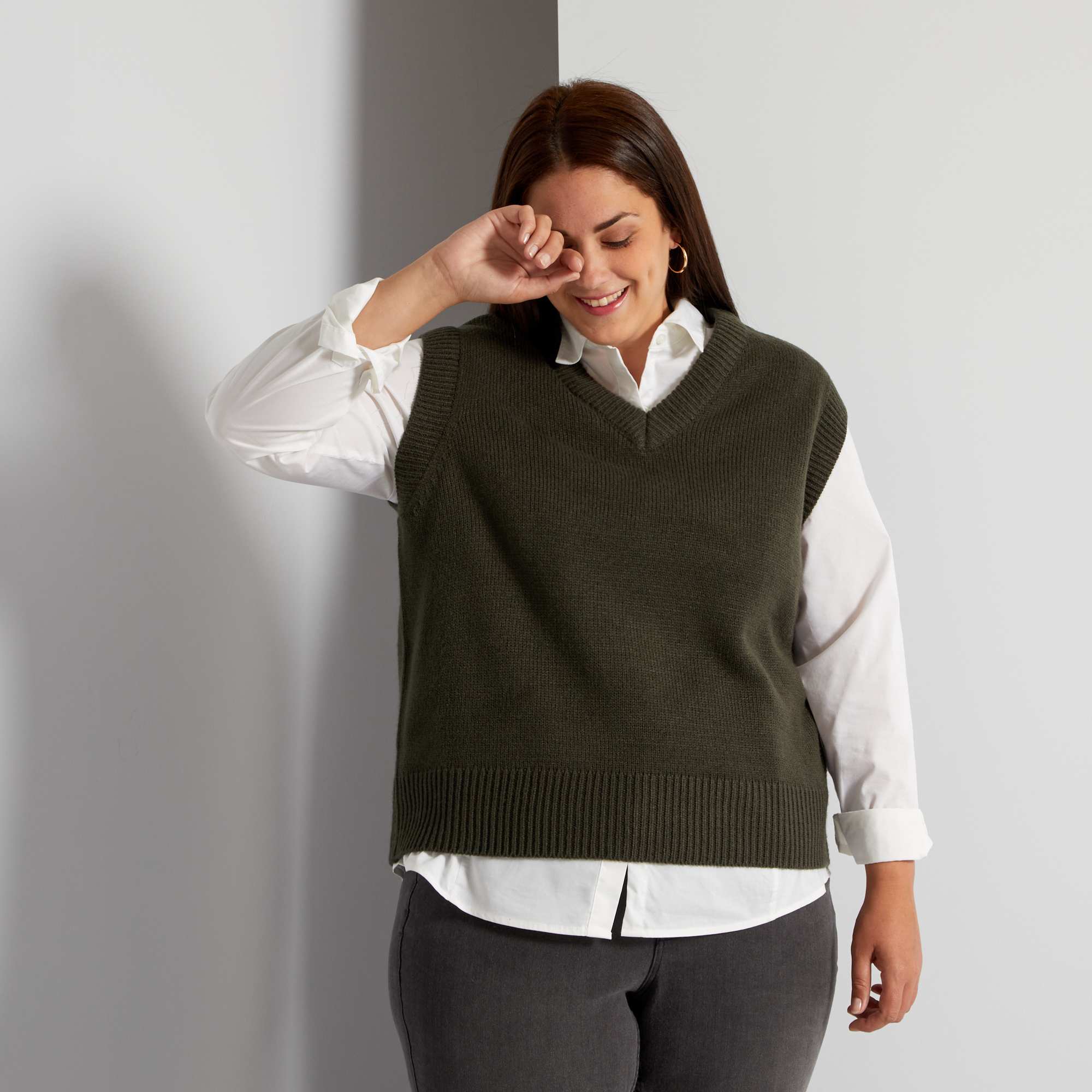 Robe Chemise Pull Sans Manche Sur Chemise Femme Robe Chemise Avec