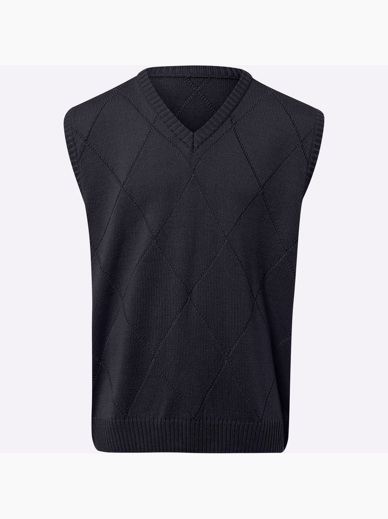 Pull sans manches joli motif losanges - taille standard - moda vilona Bleu marine - Kiabi