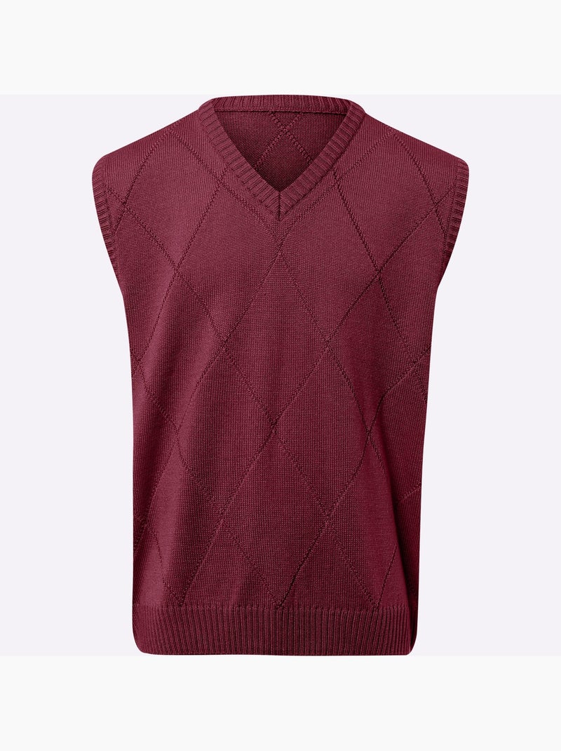 Pull sans manches joli motif losanges - taille standard - moda vilona Rouge foncé - Kiabi