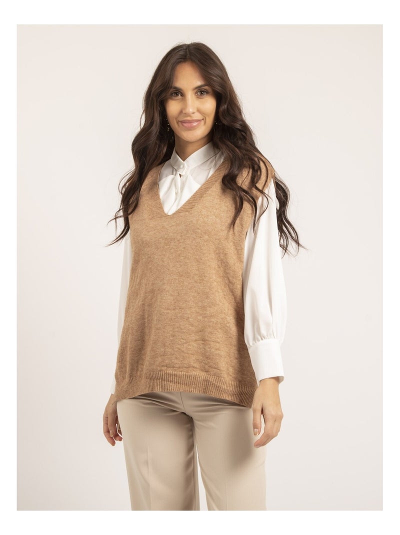 Pull sans manches KATALIA Beige - Kiabi