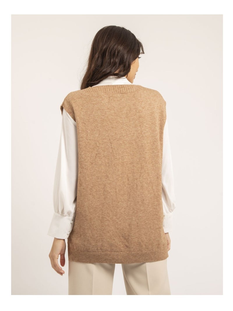 Pull sans manches KATALIA Beige - Kiabi