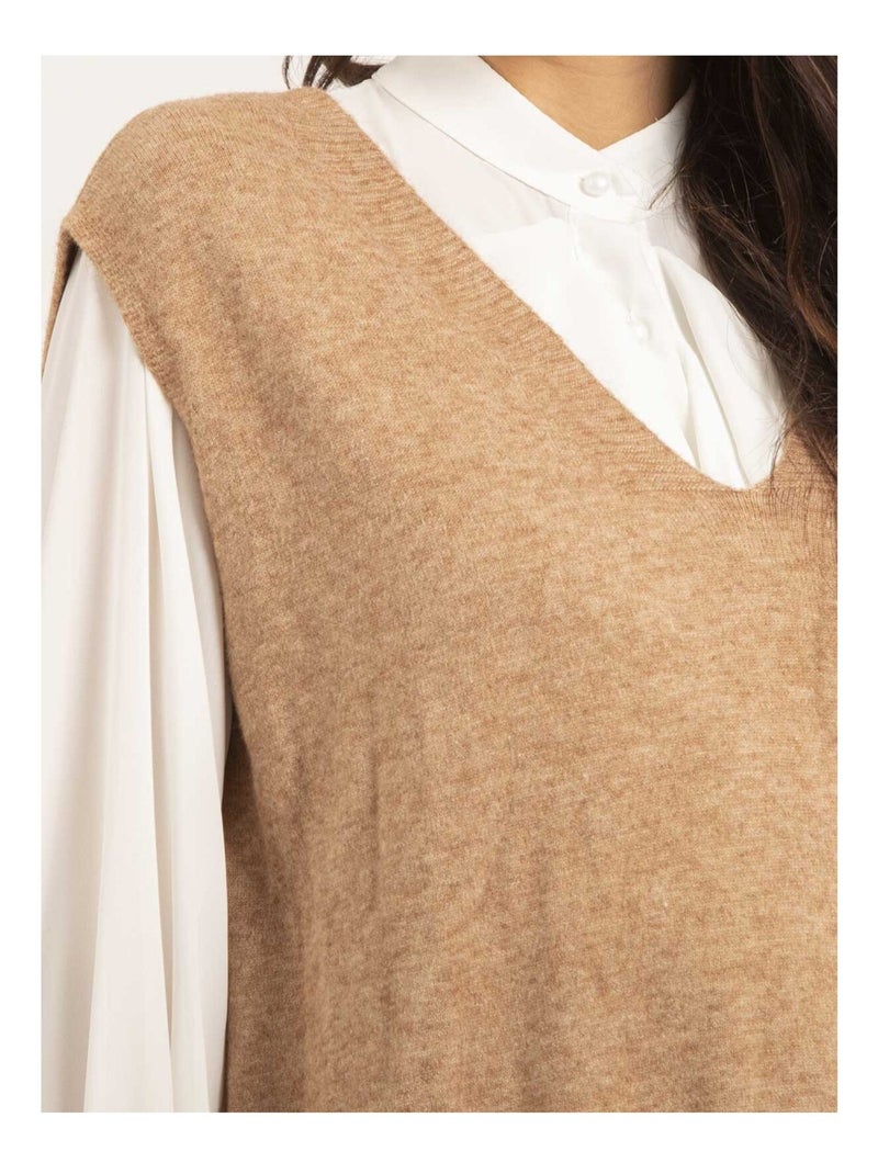 Pull sans manches KATALIA Beige - Kiabi