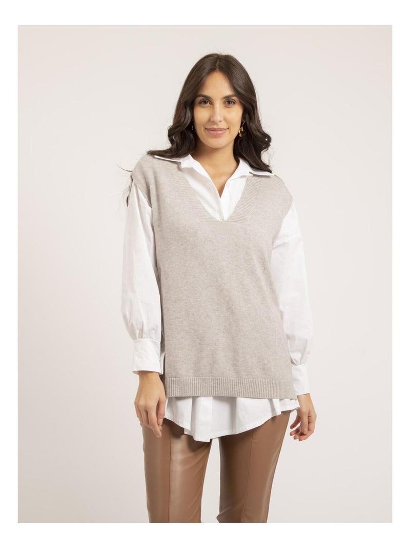 Pull sans manches KATALIA Gris - Kiabi