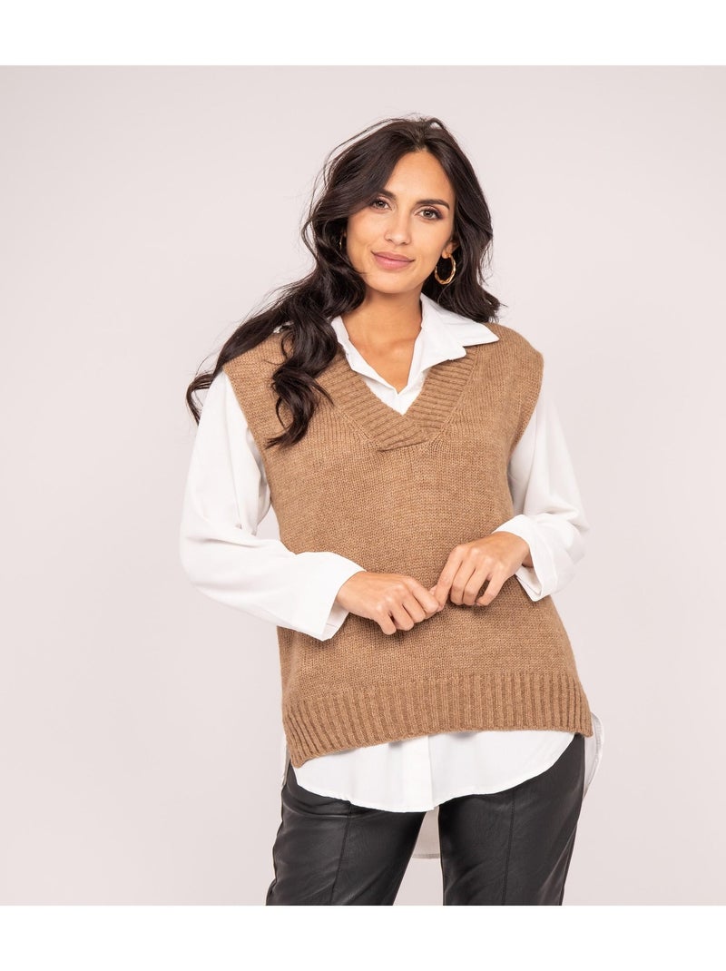 Pull sans manches KRISTOF Beige - Kiabi