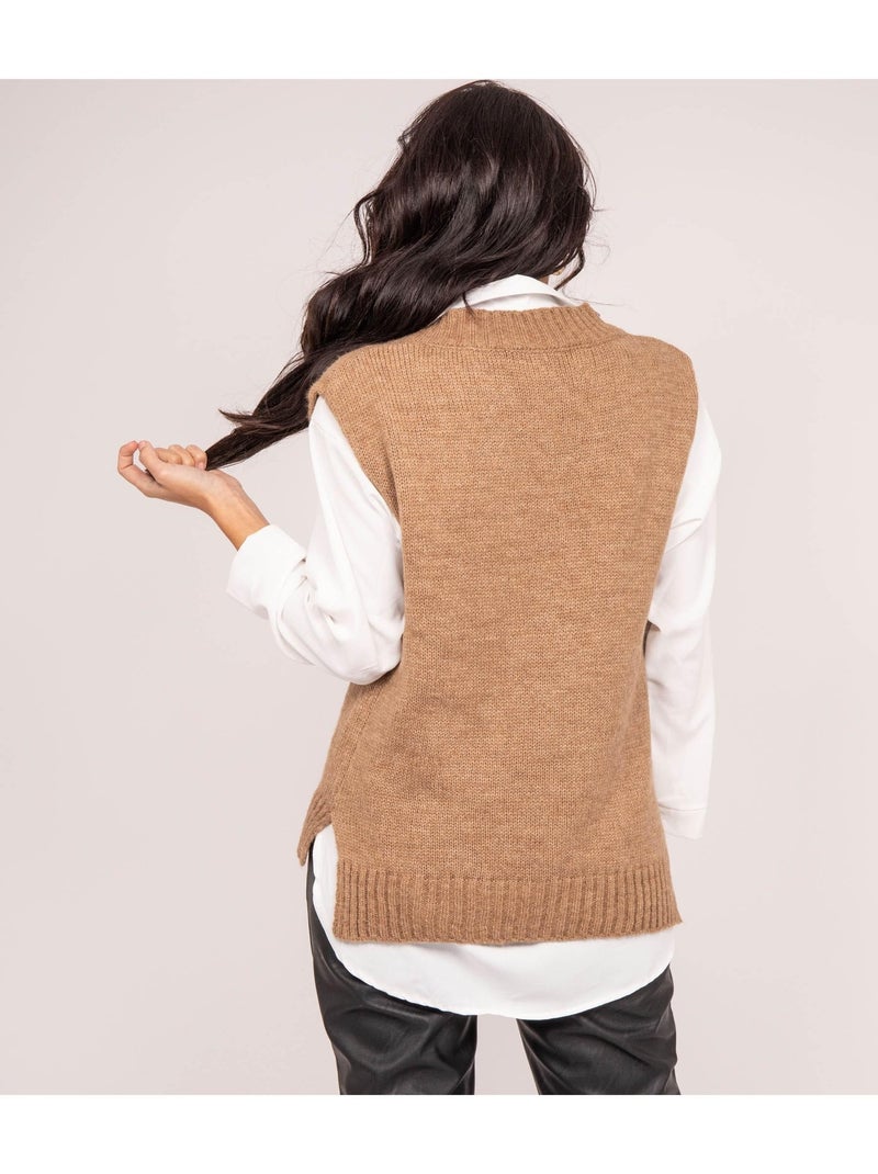 Pull sans manches KRISTOF Beige - Kiabi