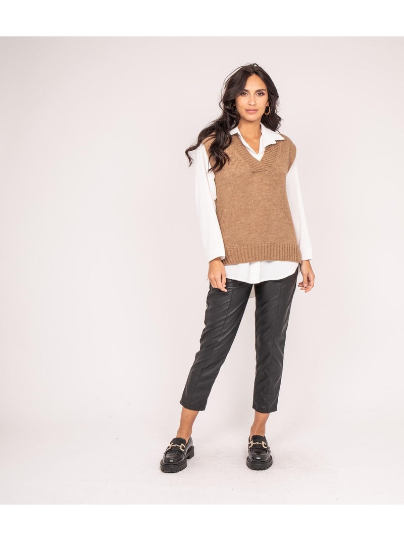 Pull sans manches KRISTOF Beige - Kiabi