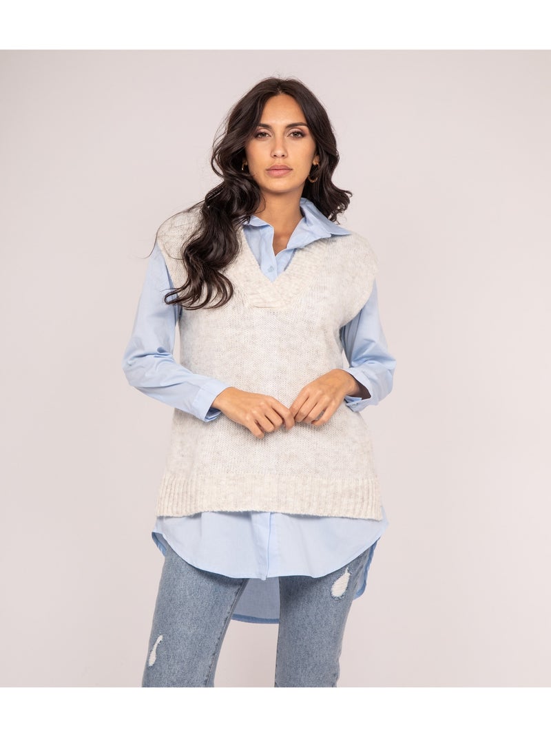 Pull sans manches KRISTOF Ecru - Kiabi