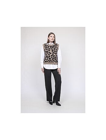 Pull sans manches léopard kurtina