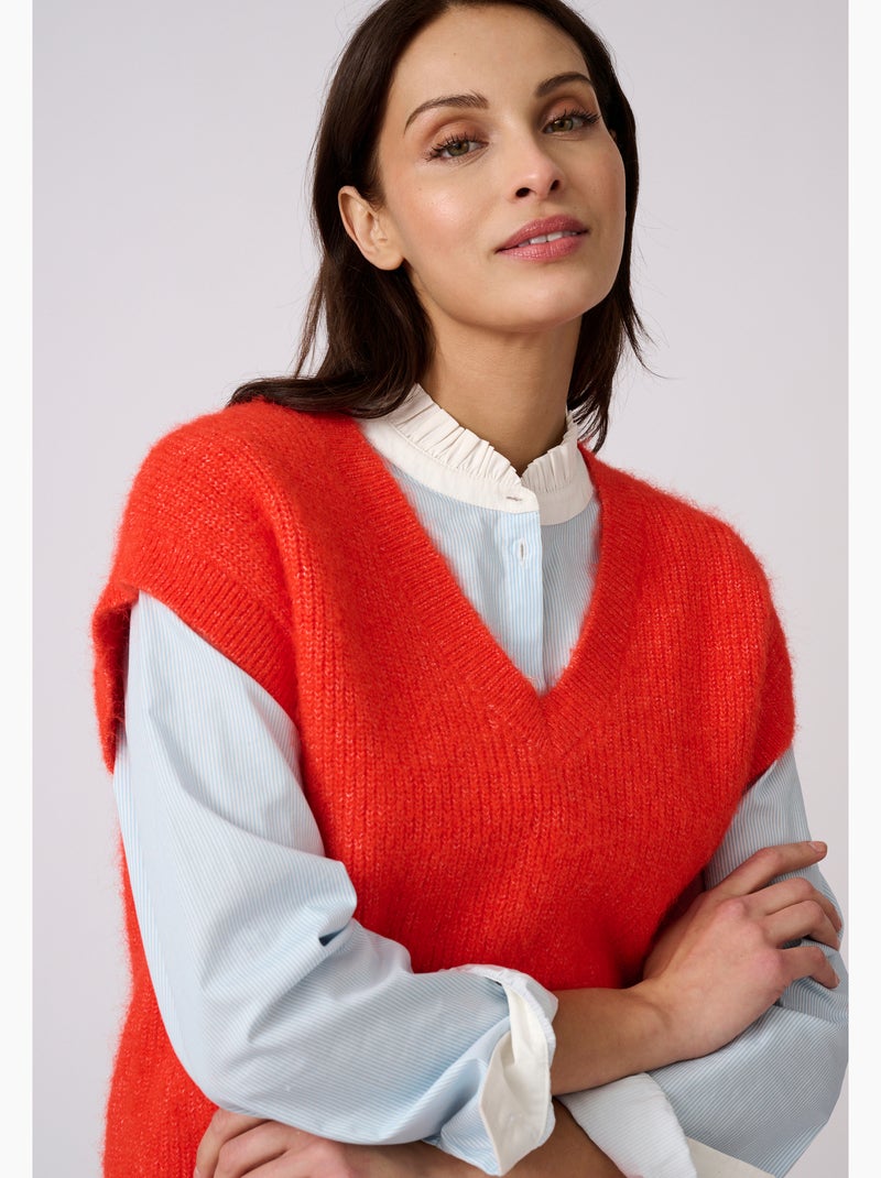 Pull sans manches maille perlée thermolactyl - damart Rouge - Kiabi