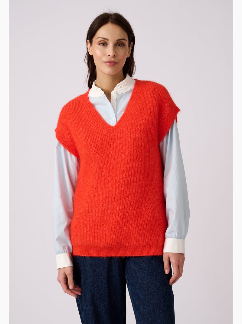 Pull sans manches maille perlée thermolactyl - damart Rouge - Kiabi