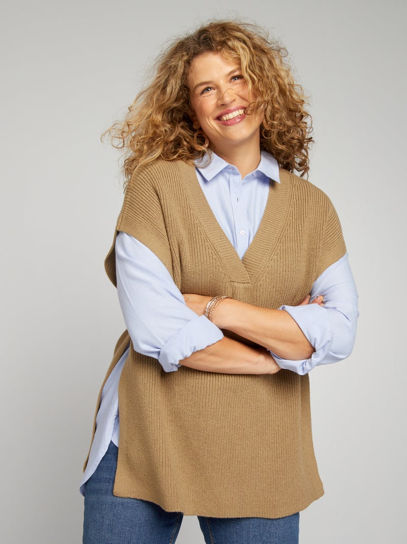 Pull sans manches Marron - Kiabi