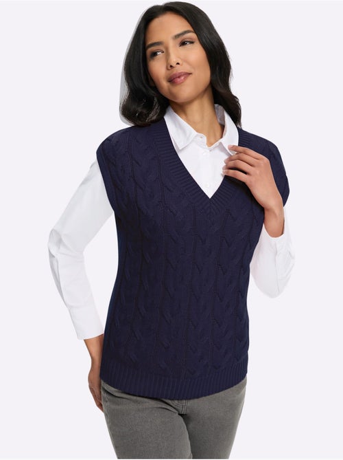Pull sans manches motif torsadé mode - taille standard - moda vilona - Kiabi Pull sans manches motif torsadé mode - taille standard - moda vilona - Kiabi