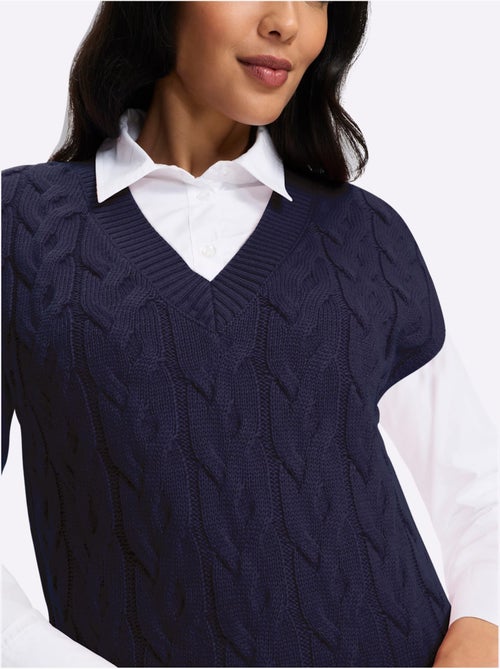 Pull sans manches motif torsadé mode - taille standard - moda vilona - Kiabi Pull sans manches motif torsadé mode - taille standard - moda vilona - Kiabi