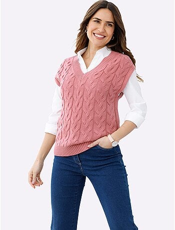 Pull sans manches motif torsadé mode - taille standard - moda vilona