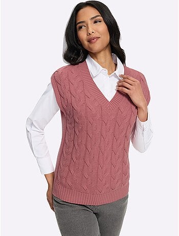 Pull sans manches motif torsadé mode - taille standard - moda vilona