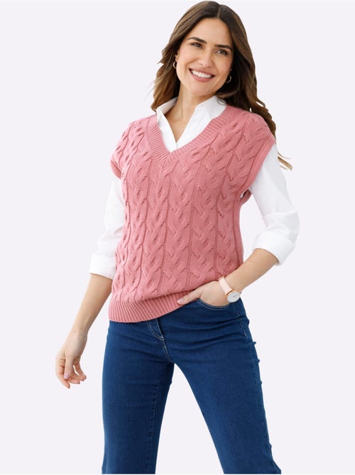 Pull sans manches motif torsadé mode - taille standard - moda vilona - Kiabi Pull sans manches motif torsadé mode - taille standard - moda vilona - Kiabi