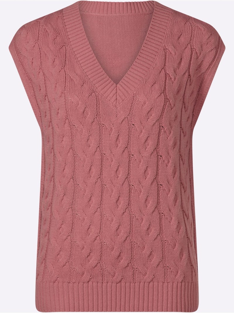 Pull sans manches motif torsadé mode - taille standard - moda vilona Bois de rose - Kiabi