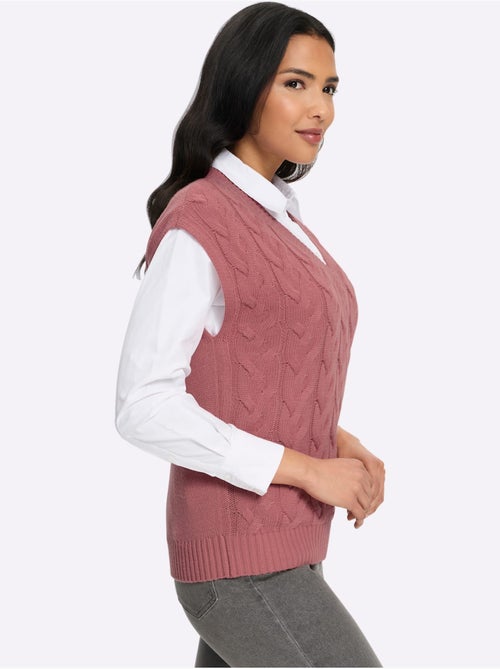 Pull sans manches motif torsadé mode - taille standard - moda vilona - Kiabi Pull sans manches motif torsadé mode - taille standard - moda vilona - Kiabi