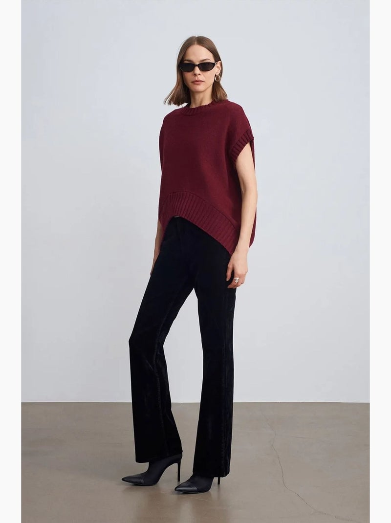 Pull sans manches oversize à col rond côtelé dilvin Rouge bordeaux - Kiabi