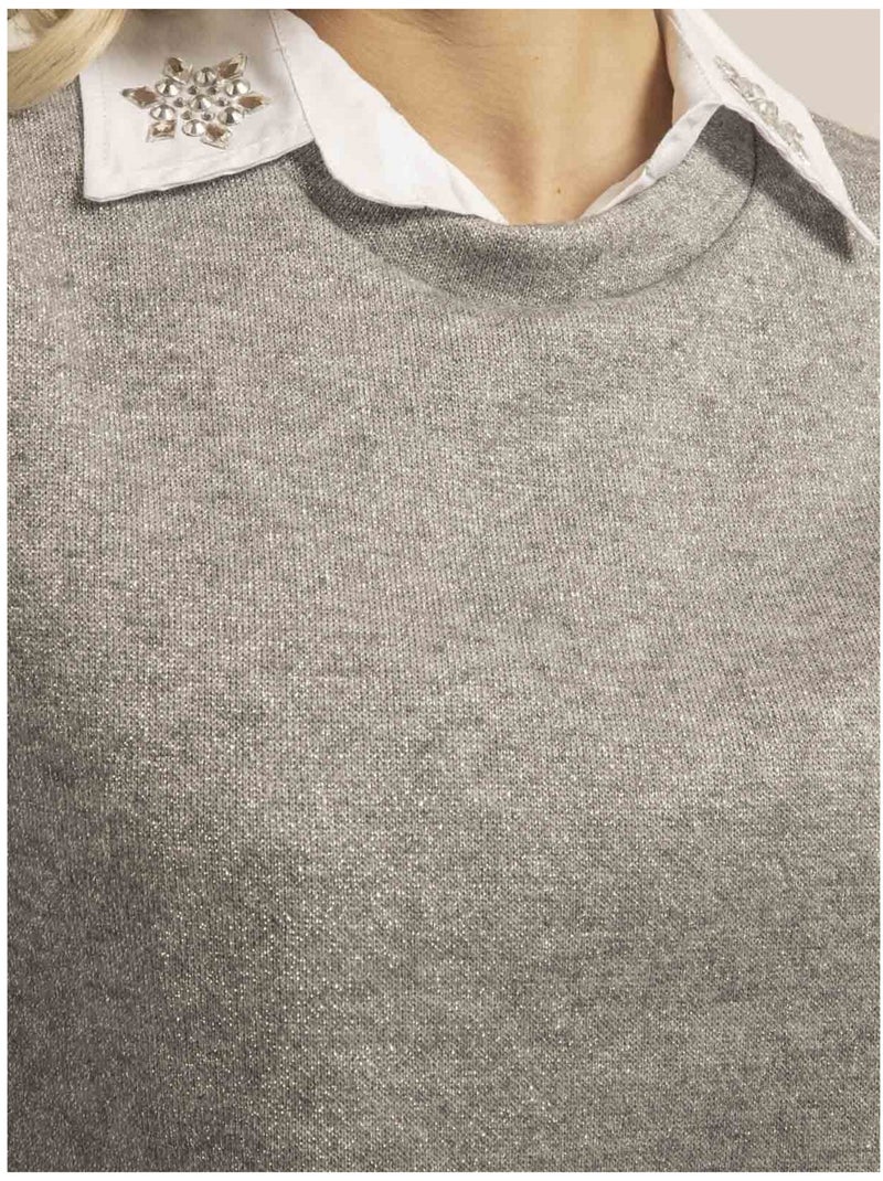 Pull sans manches paillettes KLAUDIA Gris - Kiabi