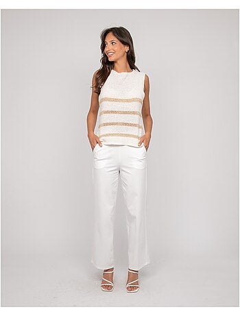 Pull sans manches rayures lurex KAVIA