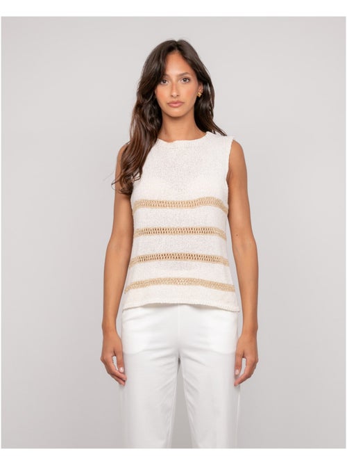 Pull sans manches rayures lurex KAVIA - Kiabi