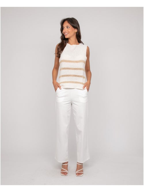 Pull sans manches rayures lurex KAVIA - Kiabi