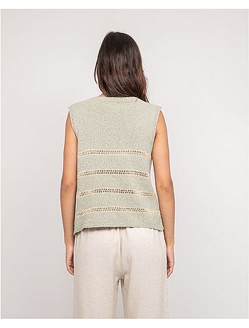 Pull sans manches rayures lurex KAVIA
