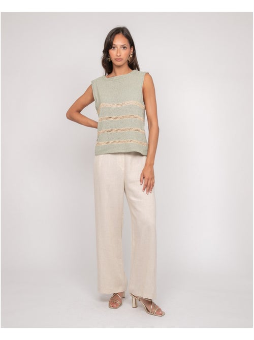 Pull sans manches rayures lurex KAVIA - Kiabi