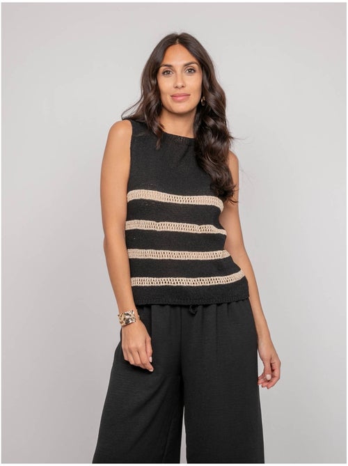 Pull sans manches rayures lurex KAVIA - Kiabi