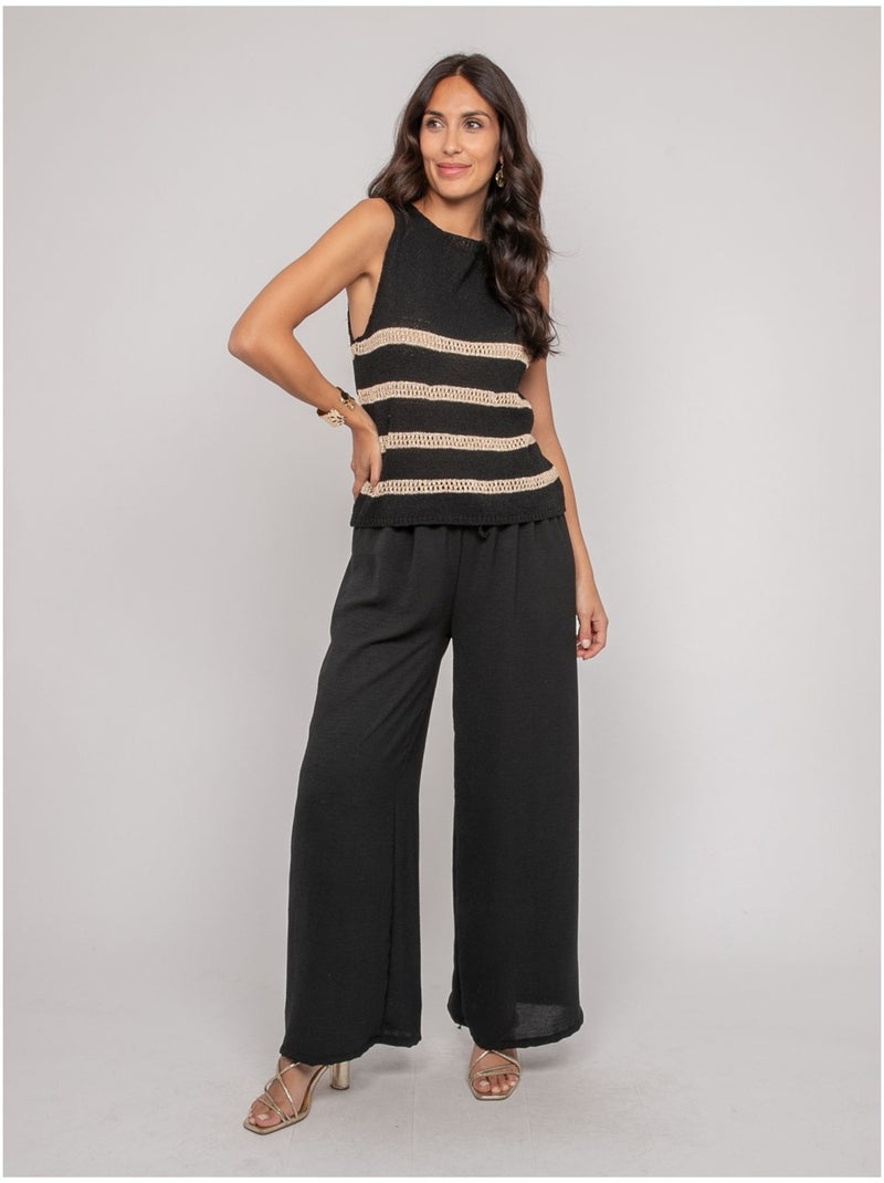 Pull sans manches rayures lurex KAVIA Noir - Kiabi