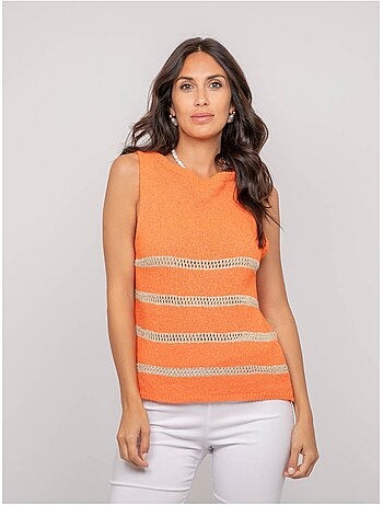 Pull sans manches rayures lurex KAVIA