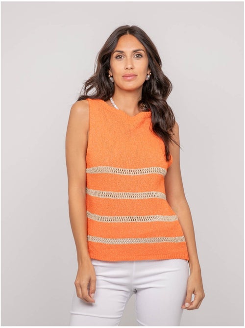 Pull sans manches rayures lurex KAVIA - Kiabi