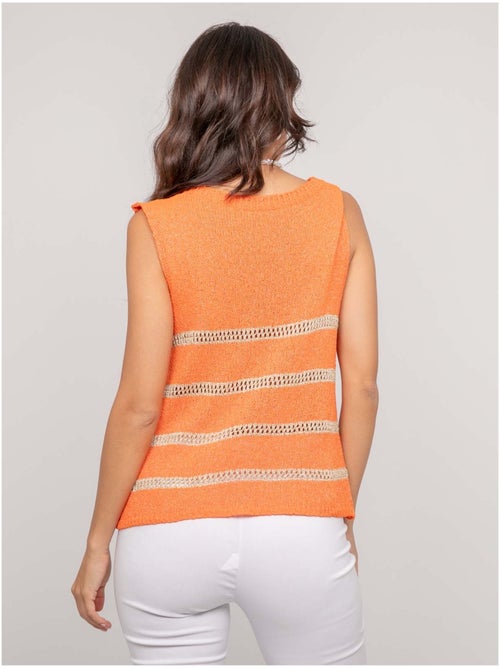 Pull sans manches rayures lurex KAVIA - Kiabi