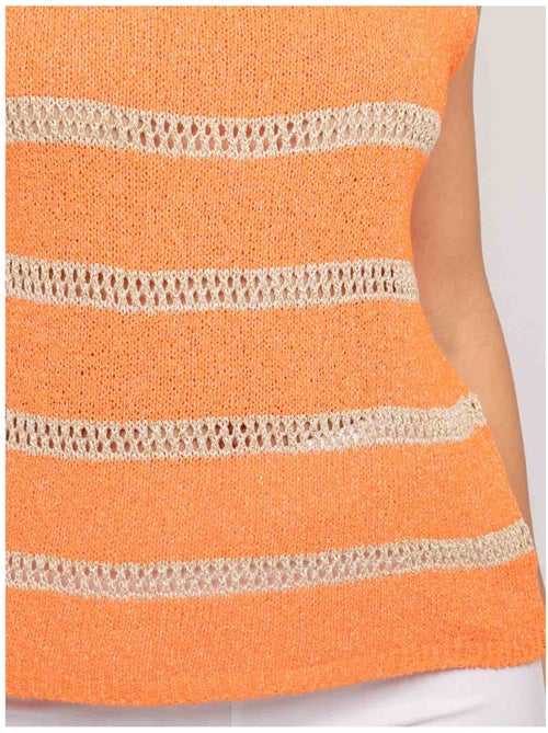 Pull sans manches rayures lurex KAVIA - Kiabi
