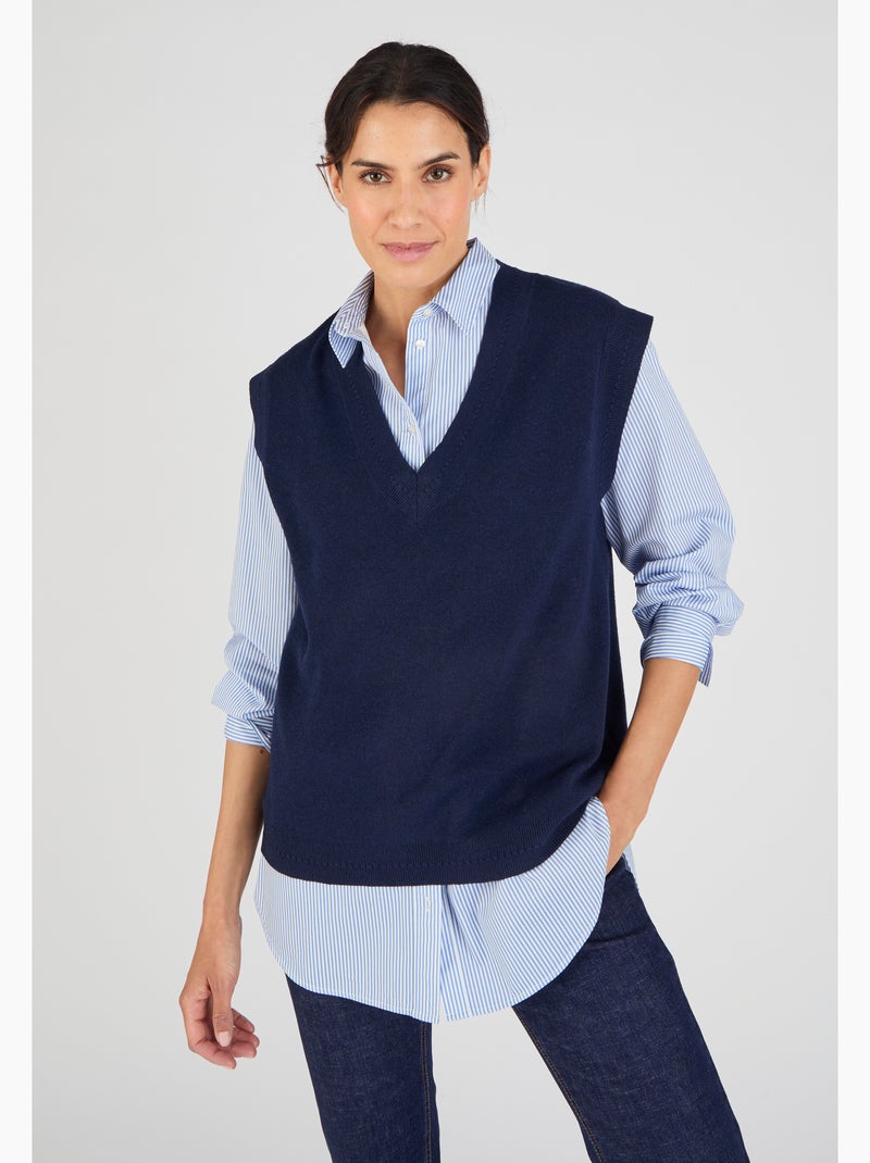 Pull sans manches Thermolactyl - Damart Bleu - Kiabi