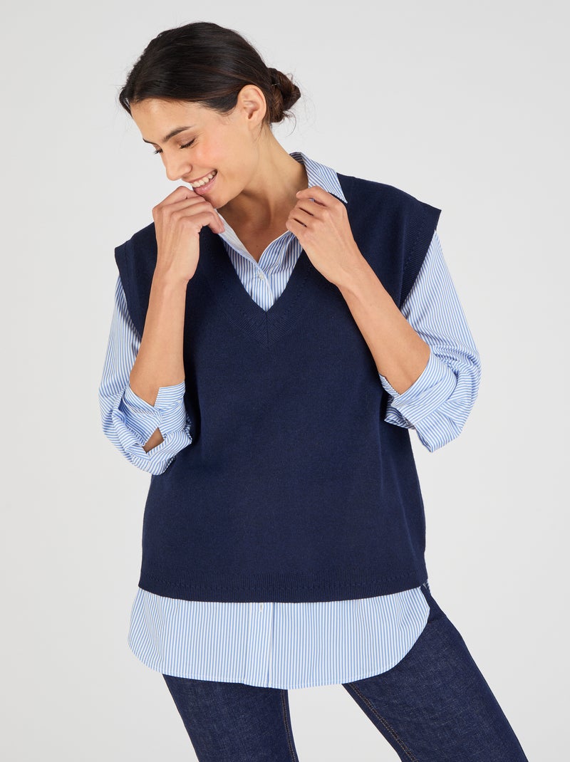 Pull sans manches Thermolactyl - Damart Bleu marine - Kiabi