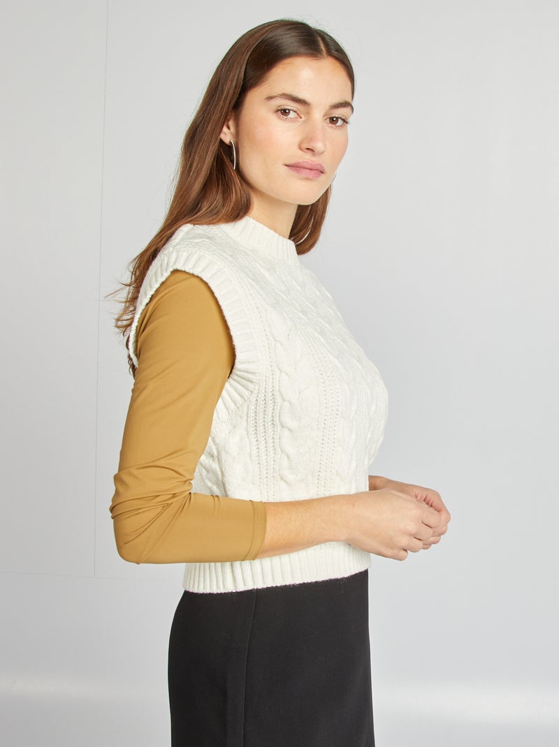 Pull sans manches torsadé Blanc - Kiabi