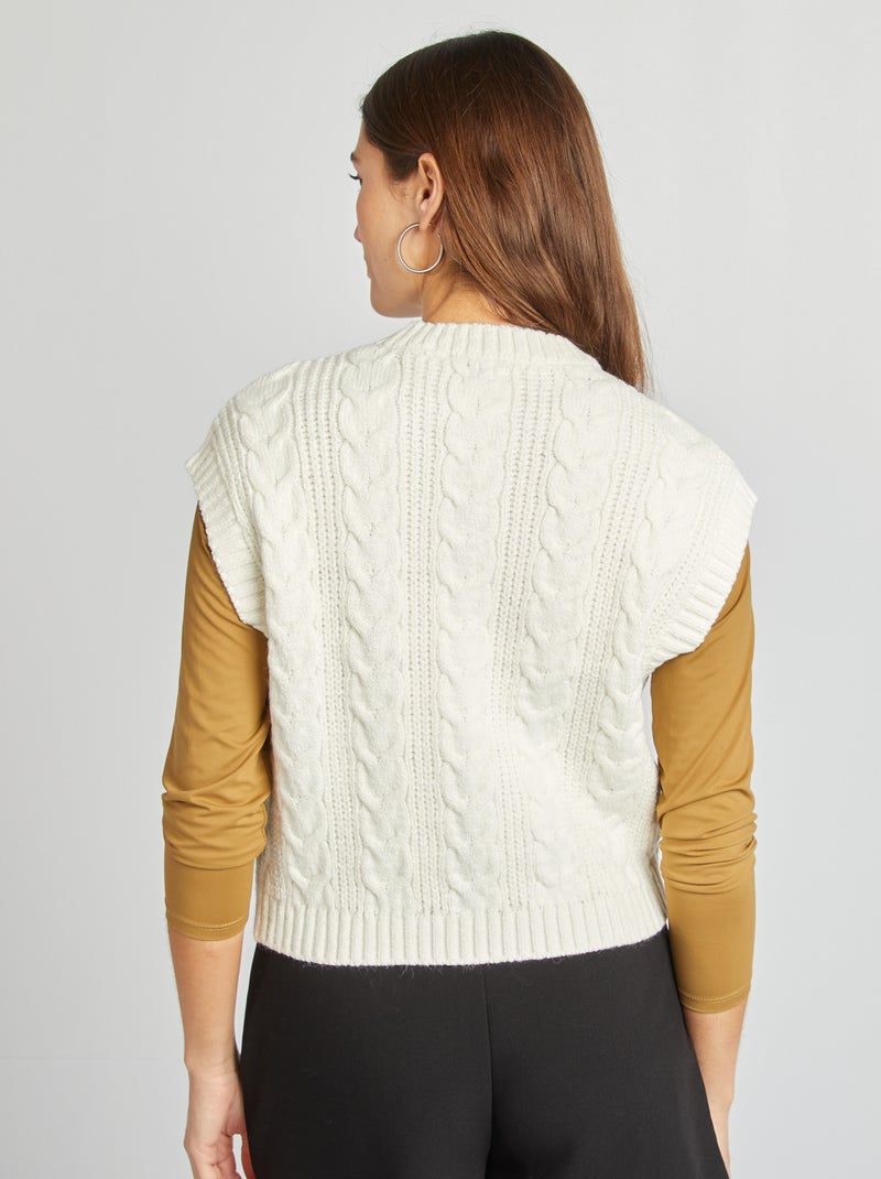 Pull sans manches torsadé Blanc - Kiabi