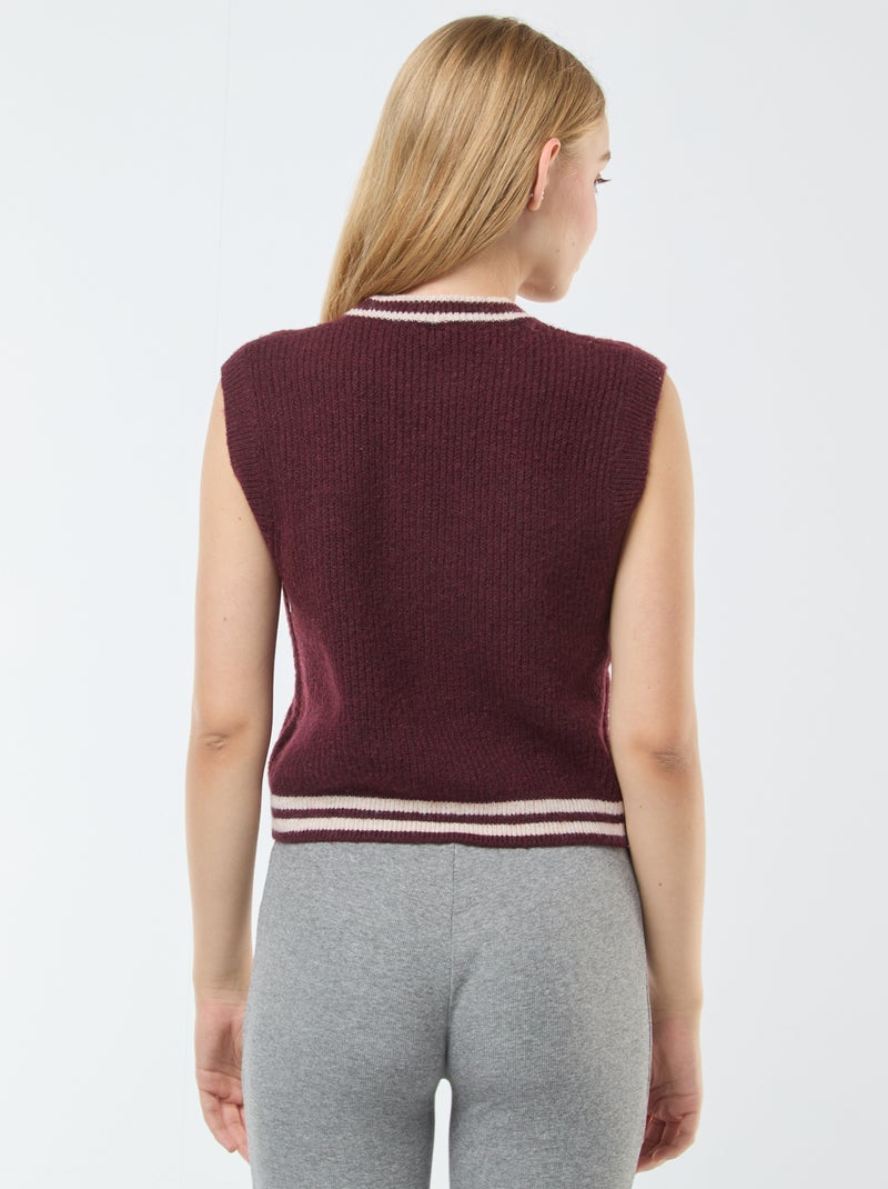 Pull sans manches torsadé Bordeaux - Kiabi