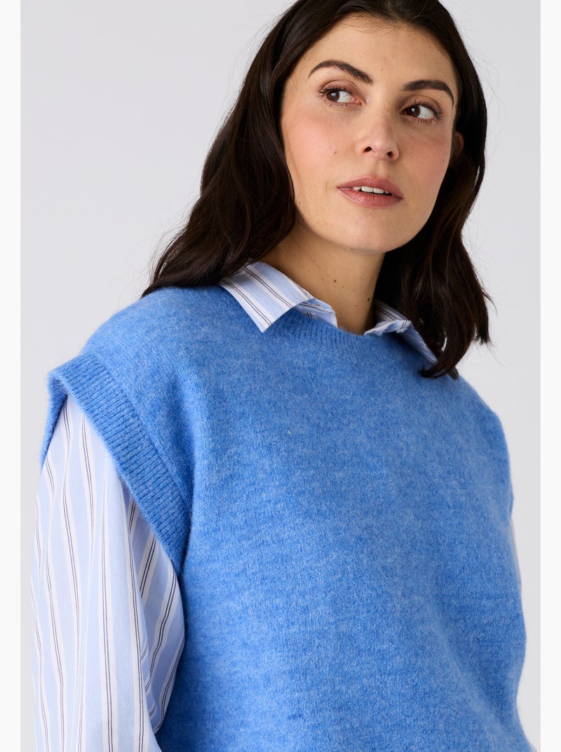 Pull sans manches toucher doux - damart Bleu - Kiabi