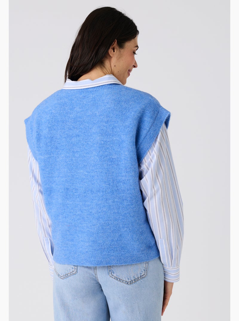 Pull sans manches toucher doux - damart Bleu - Kiabi