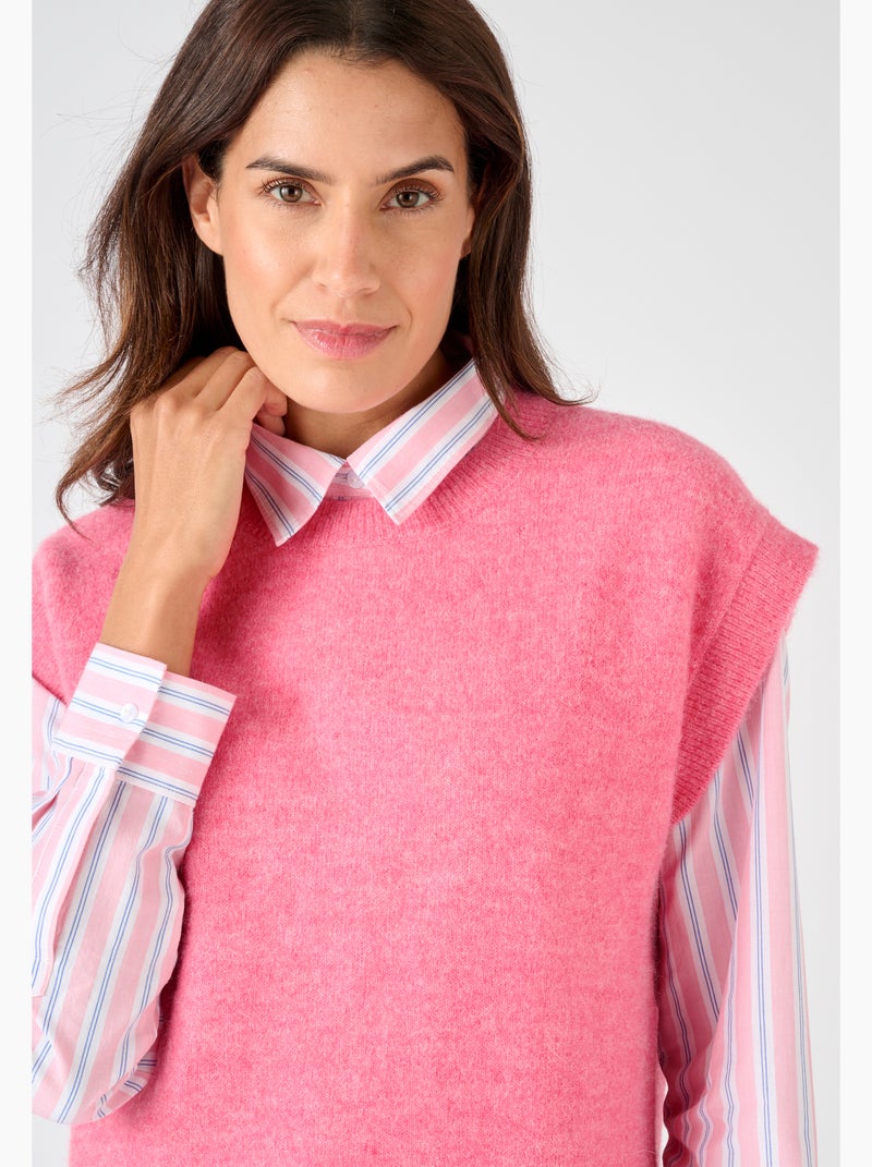 Pull sans manches toucher doux - Damart Rose - Kiabi